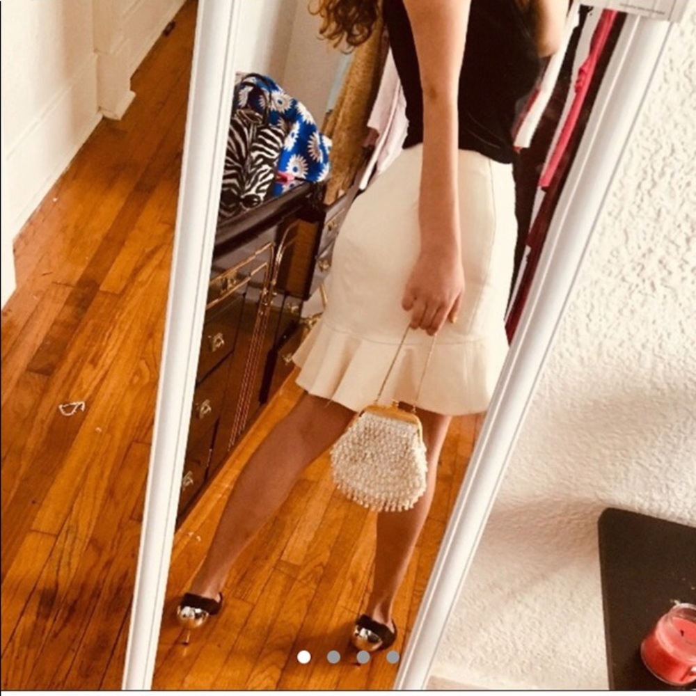 Classic eggshell white midi skirt